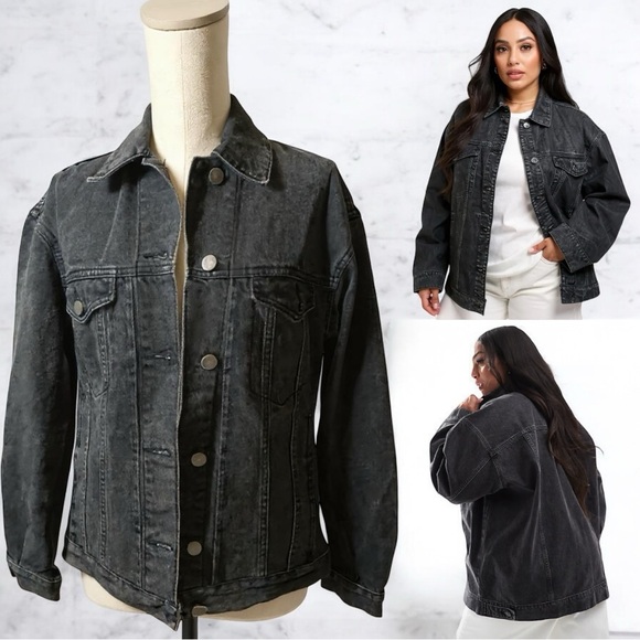 ASOS Jackets & Blazers - ASOS | Mauritius EUC Oversized Black Acid Wash Denim Jacket (Size US 4-6)